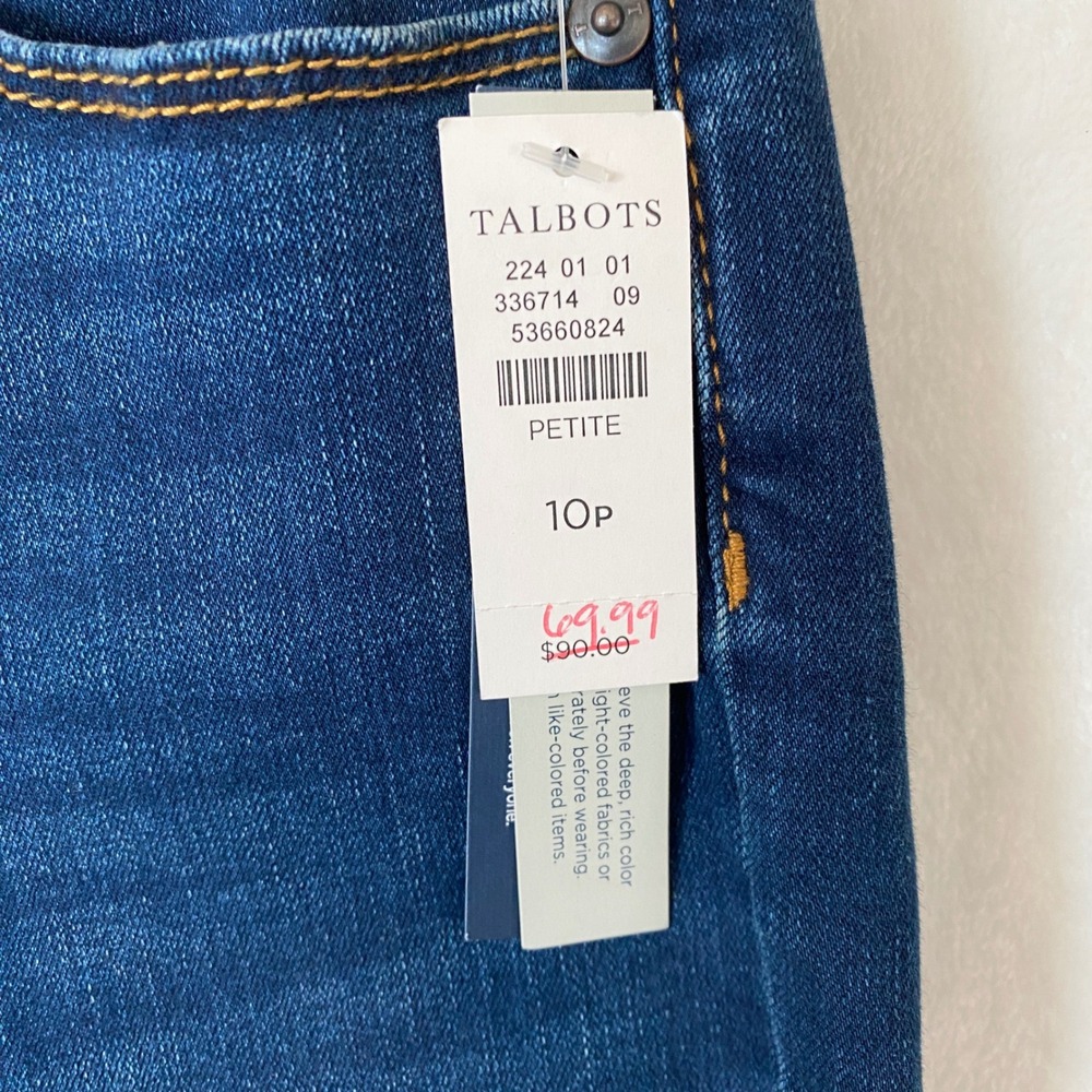 Talbots Women Petite High Waist Skinny Leg Jeggings Crop Jeans Dark Wash Sz 10P - Picture 2 of 10